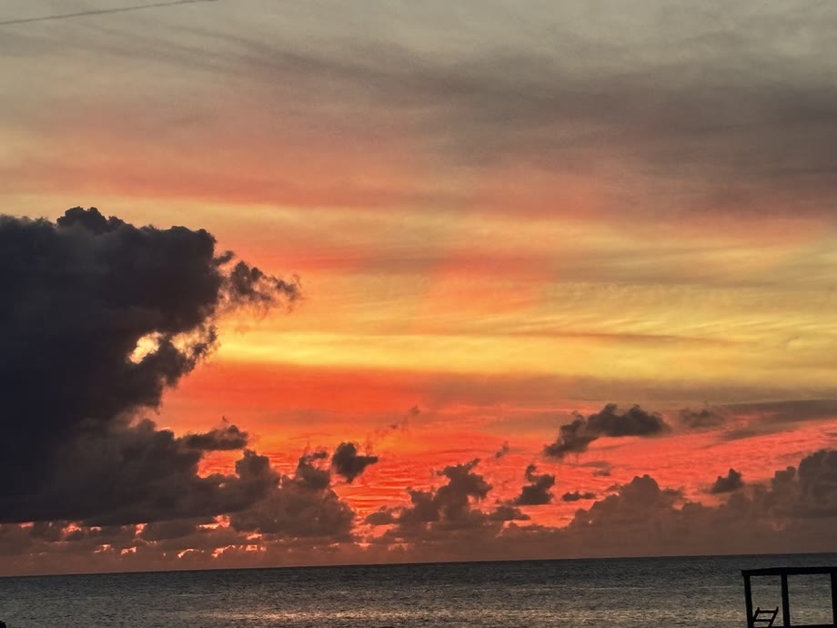 Sunset over the sea from the anchorage in Anguilla