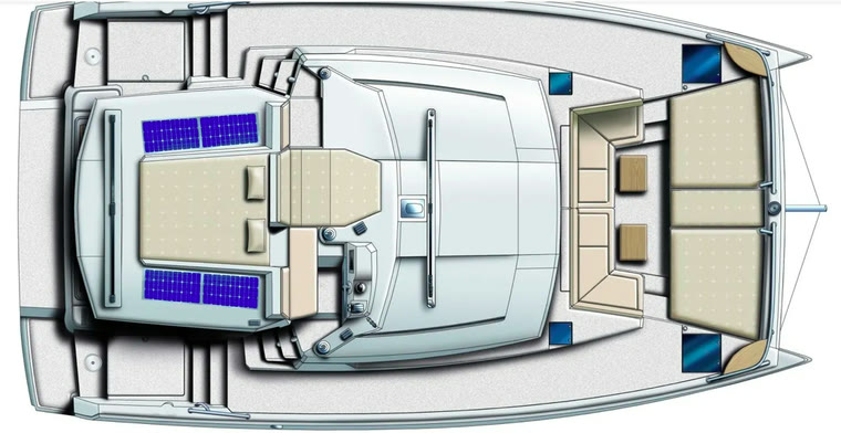 Plan du pont supérieur et du cockpit du Bali 4.1