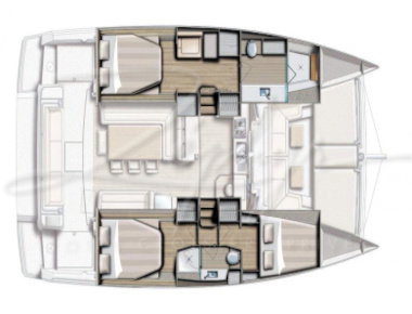 Plan des ponts et des cabines du catamaran Bali 4.1